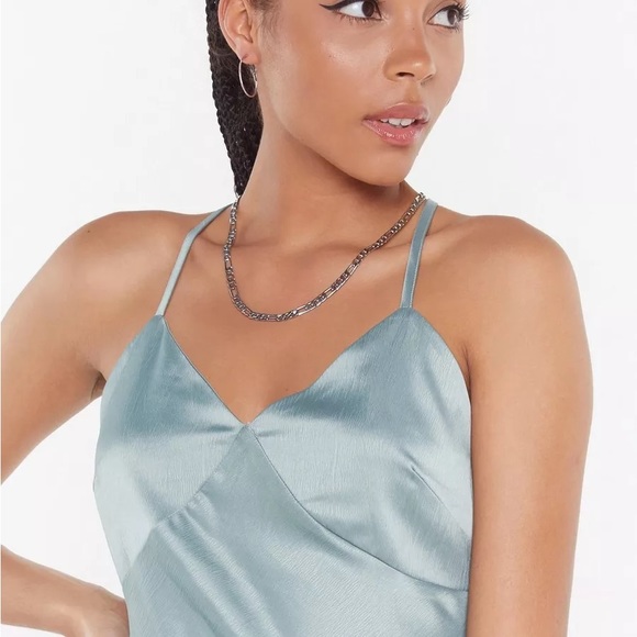 Nasty gal blue satin dress - Picture 3 of 3